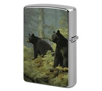 Custom Black Bears Lighter Case Personalized Metal Lighter Cover Holder Reusable Shockproof Protective Lighters Without Insert Gift for Men Women Dad Husband