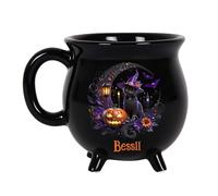 Custom Black Cat Witch Cauldron Mug,Personalized Name Halloween Coffee Cup,Witch Mug Gifts for Women, Girls,Besties, Sisters Birthday Gifts