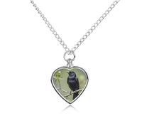Custom Black Crow Birds on A Branch Cremation Necklace for Ashes Pet Urn Necklace 27.6" Adjustable Chain Memorial Dog Cat Jewelry Keepsake with Filling Kit Sympathy Gift for Grieving Pet Owners