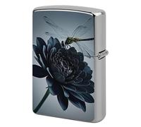 Custom Black Flowers and Dragonfly Lighter Case Personalized Metal Lighter Cover Holder Reusable Shockproof Protective Lighters Without Insert Gift for Men Women Dad Husband