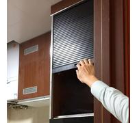 Custom Black Tambour Door & Track Set for Kitchen Appliance Garage 18x34cmStylish Face Frame Flexible Decorative Storage Solution