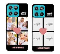 Custom Black TPU Silicone Phone Case for Motorola Moto G67 Power 5G/G57 Power,Personalized Photo Name Collage Protective Cover Camera Protection Durable Shockproof Cases Gift for Xmas Family T5