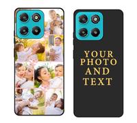 Custom Black TPU Silicone Phone Case for Motorola Moto G67 Power 5G/G57 Power,Personalized Photo Name Collage Protective Cover Camera Protection Durable Shockproof Cases Gift for Xmas Family T3