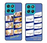 Custom Black TPU Silicone Phone Case for Motorola Moto G67 Power 5G/G57 Power,Personalized Photo Name Collage Protective Cover Camera Protection Durable Shockproof Cases Gift for Xmas Family T13