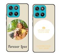 Custom Black TPU Silicone Phone Case for Motorola Moto G67 Power 5G/G57 Power,Personalized Photo Name Collage Protective Cover Camera Protection Durable Shockproof Cases Gift for Xmas Family T10