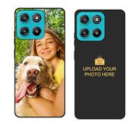 Custom Black TPU Silicone Phone Case for Motorola Moto G67 Power 5G/G57 Power,Personalized Photo Name Collage Protective Cover Camera Protection Durable Shockproof Cases Gift for Xmas Family DT