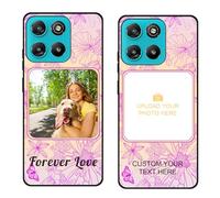 Custom Black TPU Silicone Phone Case for Motorola Moto G67 Power 5G/G57 Power,Personalized Photo Name Collage Protective Cover Camera Protection Durable Shockproof Cases Gift for Xmas Family T6