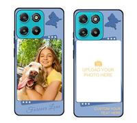 Custom Black TPU Silicone Phone Case for Motorola Moto G67 Power 5G/G57 Power,Personalized Photo Name Collage Protective Cover Camera Protection Durable Shockproof Cases Gift for Xmas Family T17