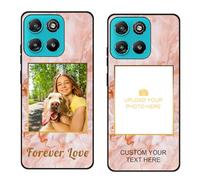Custom Black TPU Silicone Phone Case for Motorola Moto G67 Power 5G/G57 Power,Personalized Photo Name Collage Protective Cover Camera Protection Durable Shockproof Cases Gift for Xmas Family T8