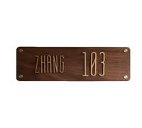 Custom Black Walnut Solid Wood Letter/Number House Plaque - Vintage Mid-Century Modern Style, Personalizable for Country Farmhouse/Cabin/Villa Address Sign (Dark Wood Finish, 11.8x4 Inches)