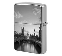 Custom Black White Tall Building Lighter Case Personalized Metal Lighter Cover Holder Reusable Shockproof Protective Lighters Without Insert Gift for Men Women Dad Husband