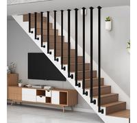 Custom Black Wrought Iron L-Shaped Safety Barrier for Villa, Loft, Apartment - Square Tube Rails for Elderly and Child Protection (30)