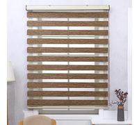 Custom Blackout Window Shades Zebra Blinds,Dark brown Day and Night Zebra Roller Blind,Double Fabric Translucent or Blackout Vision Curtains,for Window and Door,Easy to Install (80x120cm/32x47in)