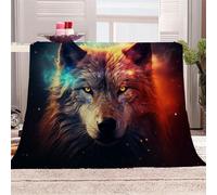 custom blanket 150x200 cm Grass-colored Wolf fluffy dog blanket Soft Cozy Polyester Throw for Sofa Bed Camping Office Car, Lightweight Fleece, Pet Suitable EM2130-1996