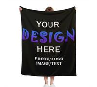 Custom Blanket for Men & Women - Personalised Throw Add Your Text, Logo or Photo - Design Your Own throws for sofas or blankets - Unique Gift for Family, Kids, Pets, Friends 60x50