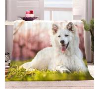 Custom Blanket Gifts, Fleece Throw Blankets Super King Size White German Shepherd Dog Blanket for Couch Sofa or Bed, Multi Soft Fuzzy Plush Flannel Lap Blanket, Super Soft Cozy, Customize any Pattern