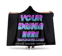 Custom blanket hoodie Personalised Wearable oversized hoodie women Adults Design Your Add Text Logo Photo Cosy snoodie Flannel Poncho fleece fluffy hooded for Teenage Girl Christmas birthday Gifts