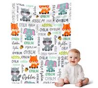 Custom Blanket Personalized Name Blanket for Baby/Kids/Youth/Adult,Customized Soft Flannel Blankets for Christmas Birthday,Personalized Baby Blanket Gifts Boy and Girl(Animal-A)