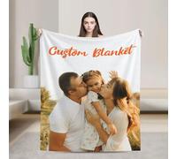 Custom Blanket with Photo, Personalized Blanket Ships Next Day, Soft Flannel Throw with Picture, Gift for Baby Dogs Cats Pets Best Friends Mom Dad