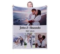 Custom Blanket with Photos,Personalized Throw Blanket with Pictures & Text for Couples, Family, Friends,Unique Gifts for Mom, Dad, Wife, Husband, Girlfriend, Boyfriend,Create Your Memories (4 Photos)