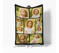 Custom Blanket with Photos & Text - Personalized Flannel Throw Blanket - Ultra Soft & Cozy, Personalized Gift for Family, Friends & Pets (9 Photos)