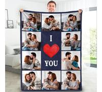 Custom Blanket with Photos/Text, Personalized Picture Blanket I Love You Gifts, Customized Couples Gifts for Boyfriend Girlfriend Wife Husband Wedding Anniversary Birthday Gift for Him Her