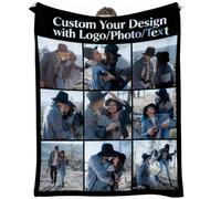Custom Blanket with Picture Blanket,Customizable Blanket Photo Blankets Gifts for Boyfriend Girlfriend,Customized Blanket Flannel Personalized Blankets for Adults Kid Birthday Gifts Teen Girls (New-L)