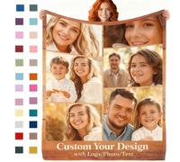 Custom Blanket with Picture Blanket,Customizable Blanket Photo Blankets Gifts for Boyfriend Girlfriend,Customized Blanket Flannel Personalized Blankets for Adults Kid Birthday Gifts Teen Girls (J-NEW)
