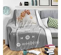 Custom Blanket with Picture Scan Spotify Code Photo Grey Blanket Personalized Fleece Blanket Throw Crib Soft Blanket Design Your Own Blanket Baby Adult Bed Decor Bedroom Birthday Wedding Gift 40x50"