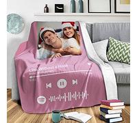 Custom Blanket with Picture Scan Spotify Code Photo Pink Blanket Personalized Fleece Blanket Throw Crib Soft Blanket Design Your Own Blanket Baby Adult Bed Decor Bedroom Birthday Wedding Gift 50x60"