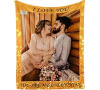 Custom Blanket with Text Photos,Personalised Customised Picture Blankets, Gifts for Valentine Mother's Day Father's Day Christmas Blanket 1Photo