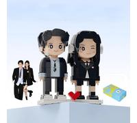 Custom Block Puzzle Custom Puzzles from Photos Personalized Custom Photo Mini Building Block Sets Gift with White Base (Couple A)