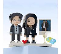 Custom Block Puzzle Custom Puzzles from Photos Personalized Custom Photo Mini Building Block Sets Gift with White Base (Couple B)