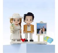 Custom Block Puzzle Custom Puzzles from Photos Personalized Custom Photo Mini Building Block Sets Gift with White Base (Couple C)