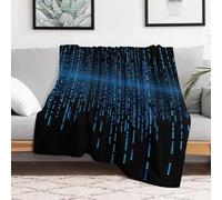 Custom Blue Binary Matrix Flannel Fleece Throw Blanket 60x80 Inch Soft Cozy Throws for Couch Sofa Bed Farmhouse Blankets Comfort Decorative Bedtime Blanket Lightweight All Season Easy Care