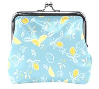 Custom Blue Fashion Wallet for Men and Women with Leather Buckle and Kiss Closure, Trendy Lemon Sketches Blue, Classic, Trendy Lemon Sketches Blue, Classic, Trendy Lemon Sketches Blue, Classic