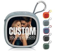 Custom Bluetooth Speaker, Portable Wireless Stereo Sound With Playtime Personalised Bluetooth Speakers With Your Photo For Gifts,Outdoor/Indoor,Travel, Sport,Camping (Gray)