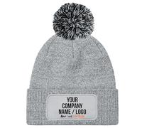 Custom Bobble Hat Any Text Any Image Your Work Company Logo Personalised Pom Pom Beanie Uniform Workwear Men Women, One Size, Heather Grey