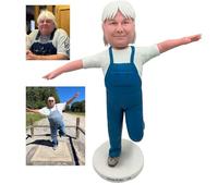 Custom Bobblehead White Haired Woman Swinging Her Hands Open Custom Bobblehead, Personalized Custom Full, Action Figure Based on Your Photo, Custom Personalized Unique Handmade Bobbleheads Figurine