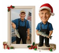 Custom Bobbleheads Figures,Personalized Fishing Sculpture for Fishing Enthusiasts,Handmade Custom Bobble Head Gift for Boyfriend Husband Boss Office Coworker(Proof Image Sent Before Crafting Begins)
