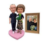 Custom Bobbleheads Personalized Bobble Head Figures Full Body Customization Handmade Sculpture for Father Mother Christmas Valentine Birthday Party Wedding (2-Person)
