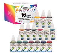 Custom Body Art® Brand Set of 16 Colors 1-oz Bottles of Water Base Face-Body ...