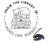 Custom Book Embosser - Personalized Name & Text Stamp, Ex Libris Embossing Tool Gifts for Book Lovers, Readers, Home & Library Collections (Cat-24)