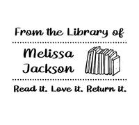 Custom Book Stamp, from The Library of Stamp, Personalized Teacher Name Stamp, Stack of Book Stamp, pre Inked Stamp, self Inking Rubber Stamp