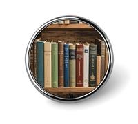 Custom Books on The Bookshelf Lapel Pin Aluminum Alloy Button Badge Personalized Exquisite Brooch Classic Mini Pin 1 Inch for Backpacks Hat Suit Jacket Clothing Decoration