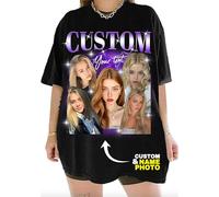 Custom Bootleg Rap Tee Shirts - Personalized Photo Text Image Tshirt - Vintage 90s Style Retro Tee - Ideal for Music Fans & Fashion Trendsetters - Birthdays Gifts