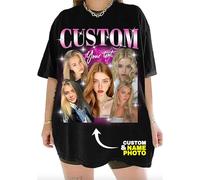 Custom Bootleg Rap Tee Shirts - Personalized Photo Text Image Tshirt - Vintage 90s Style Retro Tee - Ideal for Music Fans & Fashion Trendsetters - Birthdays Gifts