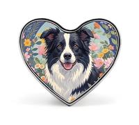 Custom Border Collie Florals Lapel Pin Aluminum Alloy Button Badge Personalized Heart Exquisite Brooch Classic Mini Pin for Backpacks Hat Suit Jacket Decoration