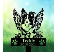 Custom Border Collie Grave Marker, Angel Border Collie Playing Ball Toy Garden Stakes, Border Collie Dog Loss Gift, Dog Headstone, Pet Memorial Plaque, Personalised Name Sign
