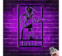 Custom Boxer Room decor sign,Personalized Boxing Metal Sign With LED Light,Boxing Night Light,Boxer Name Neon Sign,Boxing Sports Décor Wall Art for Room,Boxer Fighter Wall Art Decoration